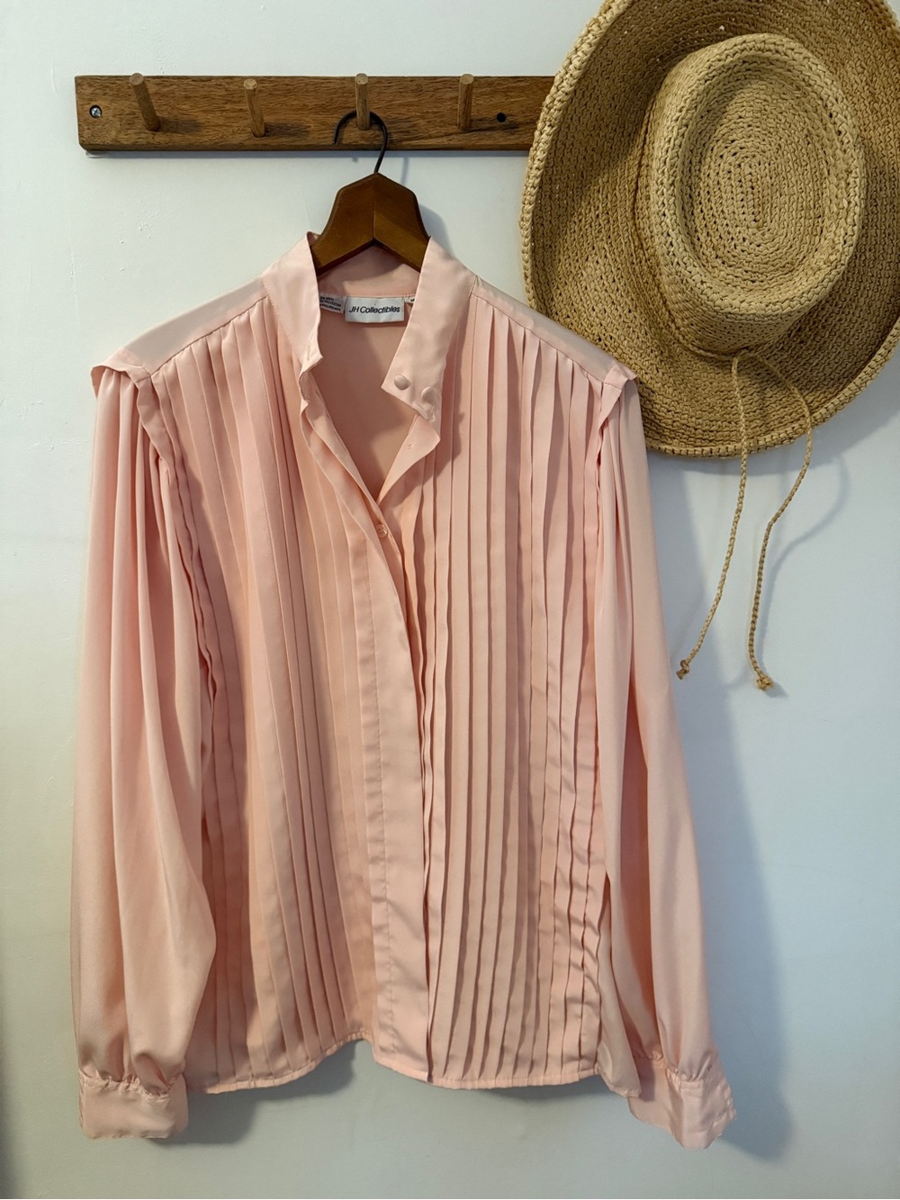 Vintage Pleated Blouse in Light Pink - JH Collectibles